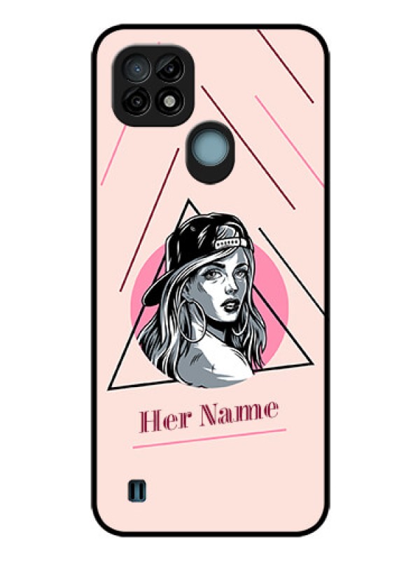 Custom Realme C21 Personalized Glass Phone Case - Rockstar Girl Design
