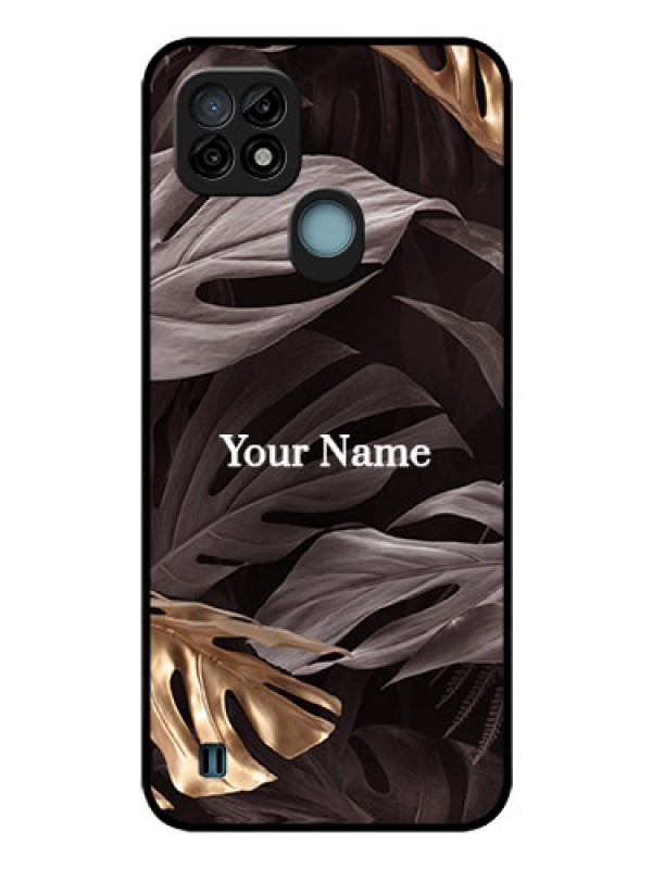 Custom Realme C21 Personalised Glass Phone Case - Wild Leaves digital paint Design