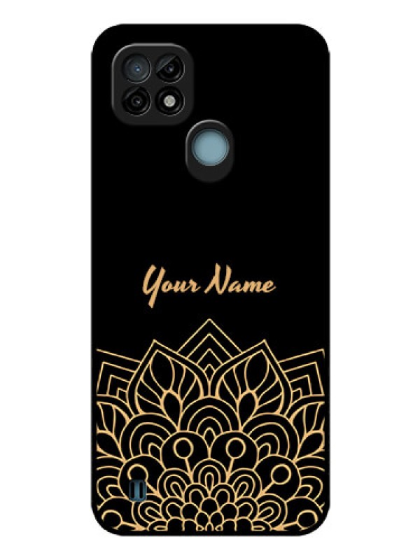 Custom Realme C21 Custom Glass Phone Case - Golden mandala Design