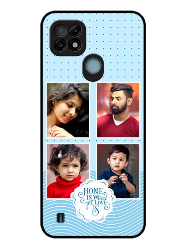 Custom Realme C21 Custom Glass Phone Case - Cute love quote with 4 pic upload Design