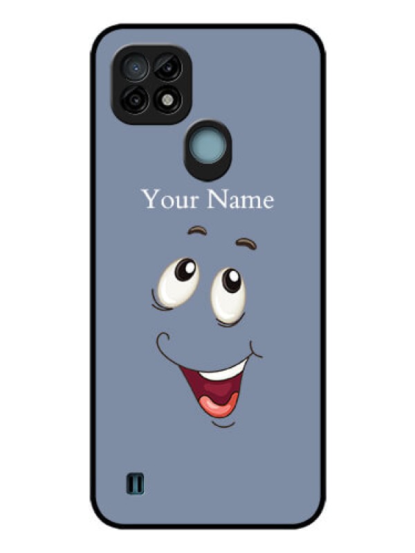 Custom Realme C21 Photo Printing on Glass Case - Laughing Cartoon Face Design