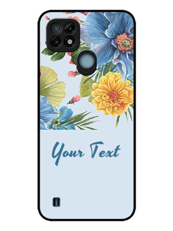 Custom Realme C21 Custom Glass Mobile Case - Stunning Watercolored Flowers Painting Design