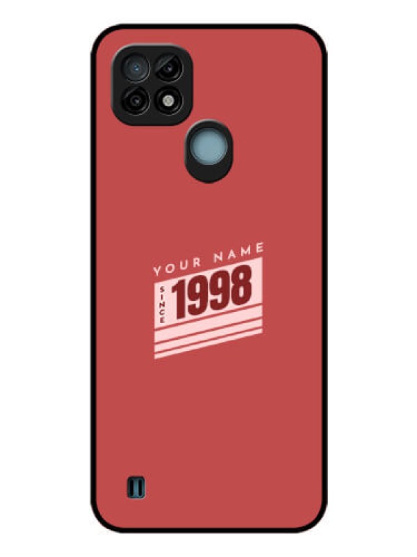 Custom Realme C21 Custom Glass Phone Case - Red custom year of birth Design