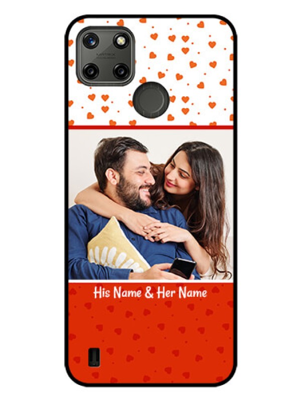 Custom Realme C21Y Custom Glass Phone Case - Orange Love Symbol Design