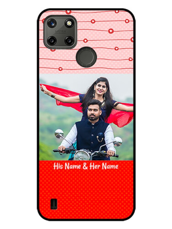 Custom Realme C21Y Personalized Glass Phone Case - Red Pattern Case Design