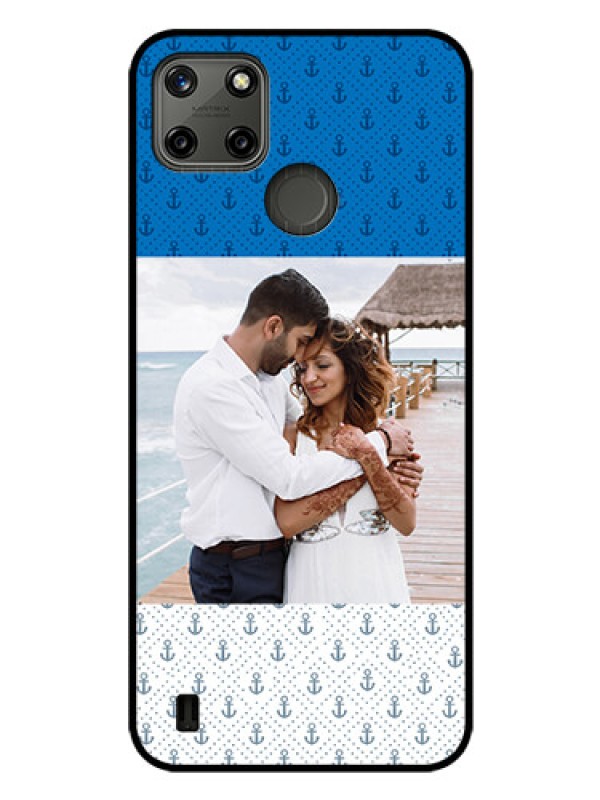 Custom Realme C21Y Photo Printing on Glass Case - Blue Anchors Design