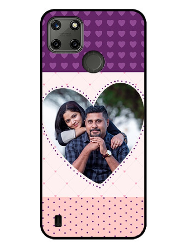 Custom Realme C21Y Custom Glass Phone Case - Violet Love Dots Design