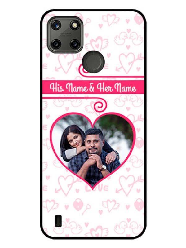 Custom Realme C21Y Personalized Glass Phone Case - Heart Shape Love Design