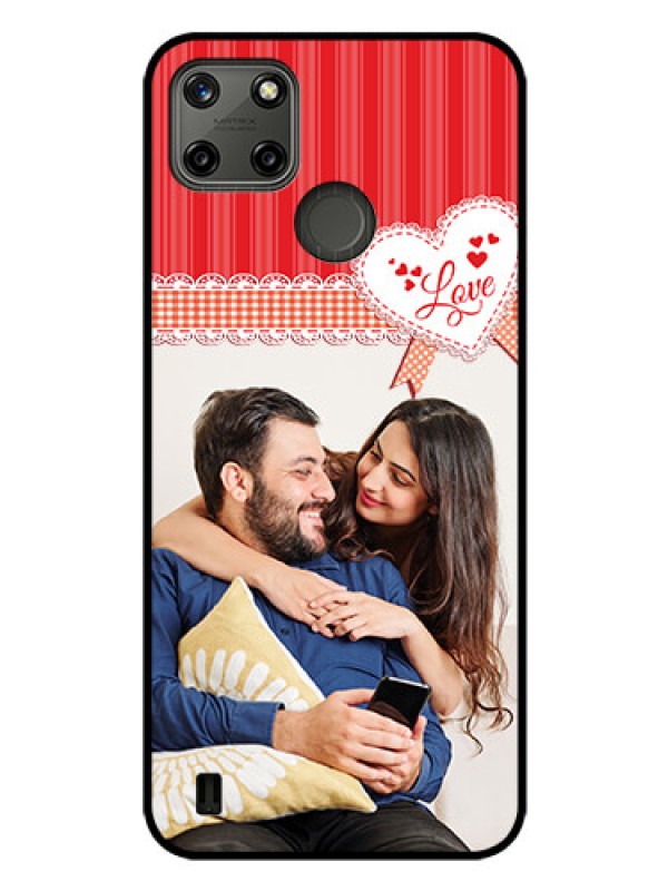 Custom Realme C21Y Custom Glass Mobile Case - Red Love Pattern Design