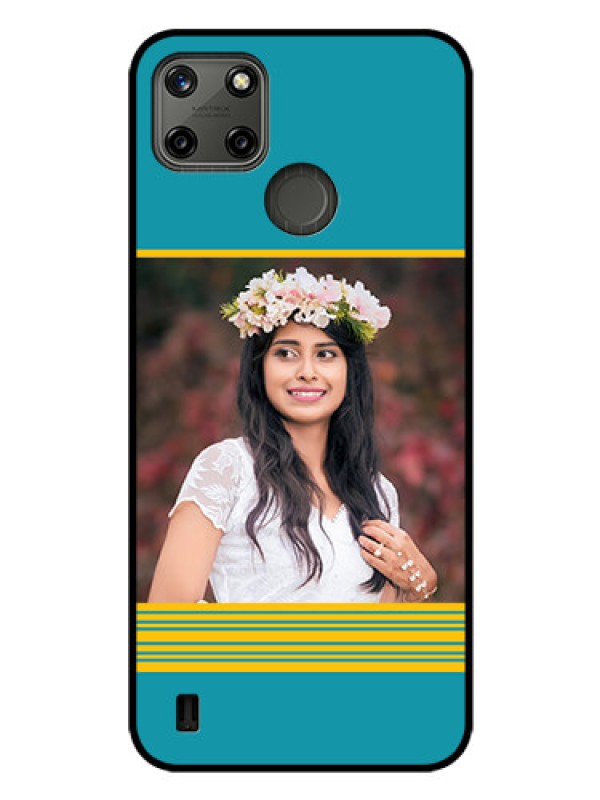 Custom Realme C21Y Custom Glass Phone Case - Yellow & Blue Design 