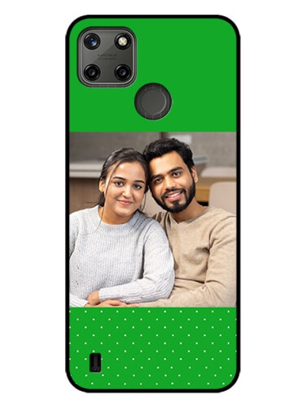 Custom Realme C21Y Personalized Glass Phone Case - Green Pattern Design