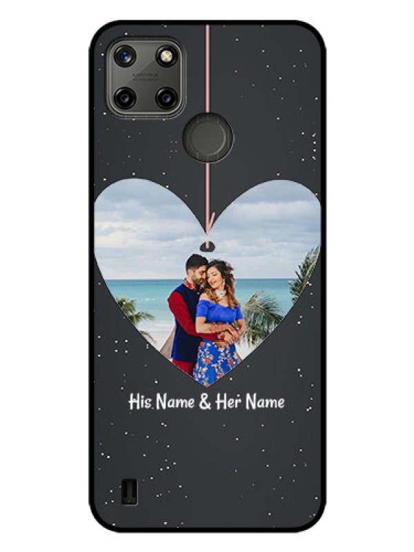 Custom Realme C21Y Custom Glass Phone Case - Hanging Heart Design