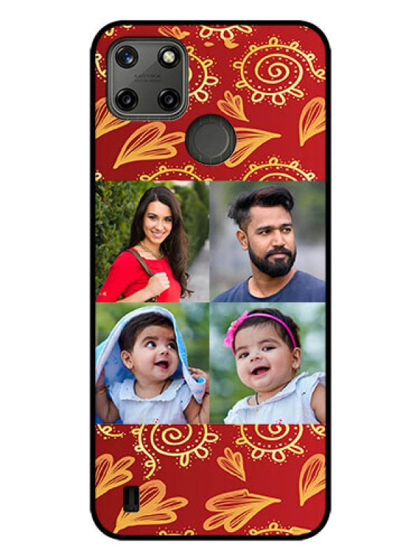 Custom Realme C21Y Photo Printing on Glass Case - 4 Image Traditional Design