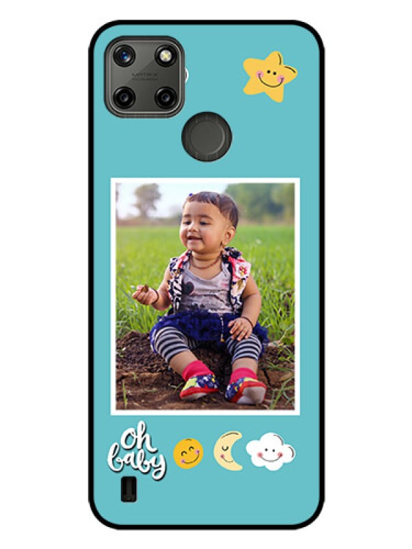 Custom Realme C21Y Personalized Glass Phone Case - Smiley Kids Stars Design