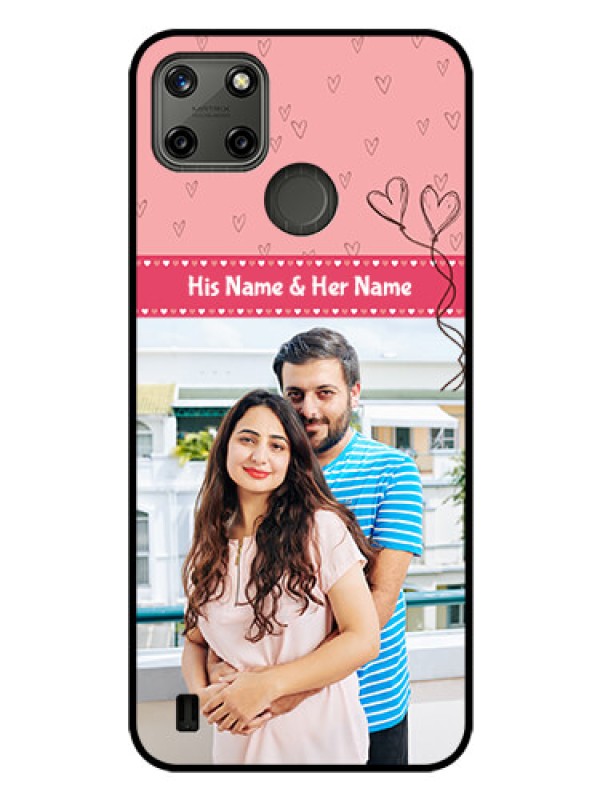 Custom Realme C21Y Personalized Glass Phone Case - Love Design Peach Color