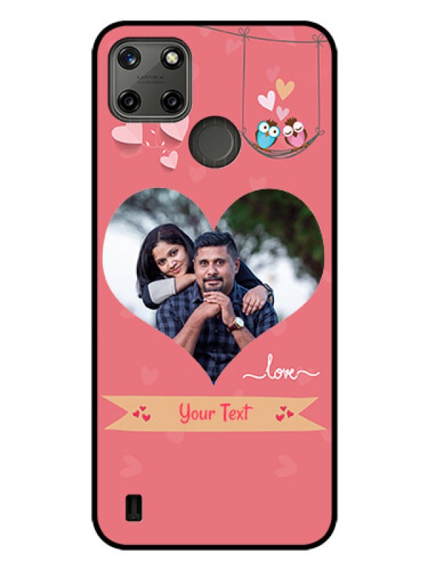 Custom Realme C21Y Personalized Glass Phone Case - Peach Color Love Design 