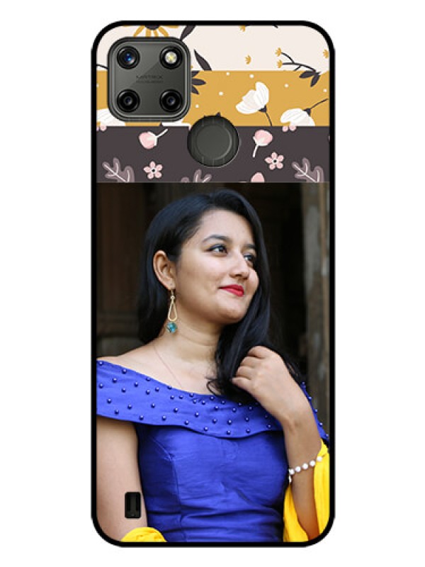 Custom Realme C21Y Custom Glass Phone Case - Stylish Floral Design