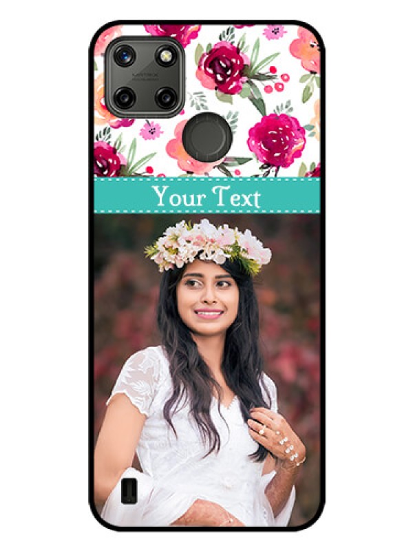 Custom Realme C21Y Custom Glass Phone Case - Watercolor Floral Design