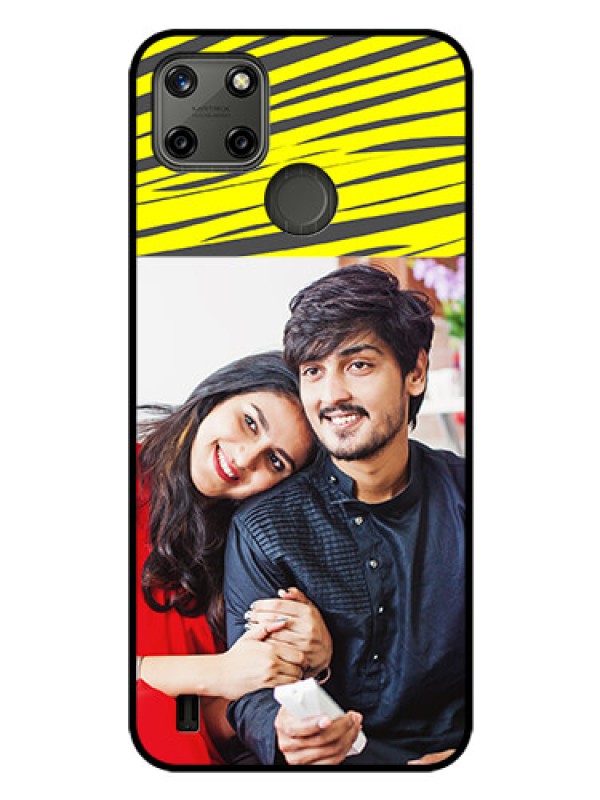 Custom Realme C21Y Photo Printing on Glass Case - Yellow Abstract Design