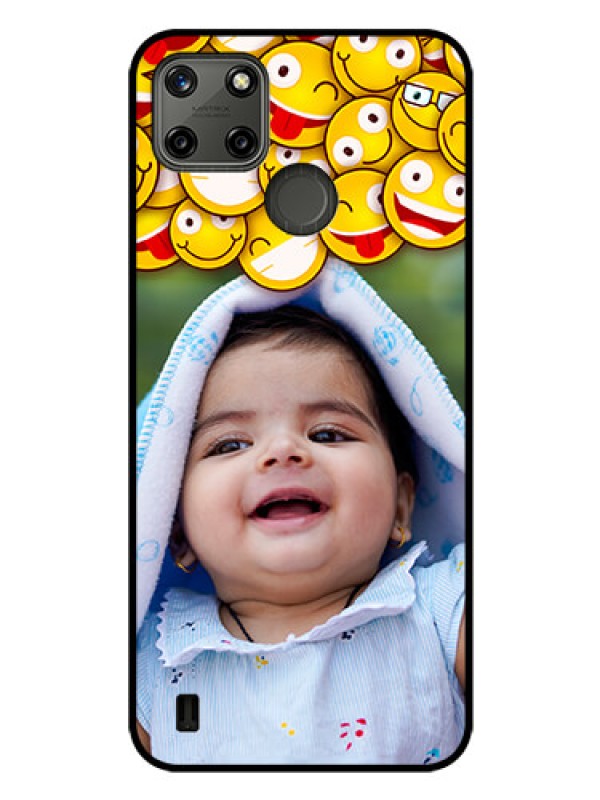 Custom Realme C21Y Custom Glass Mobile Case - with Smiley Emoji Design