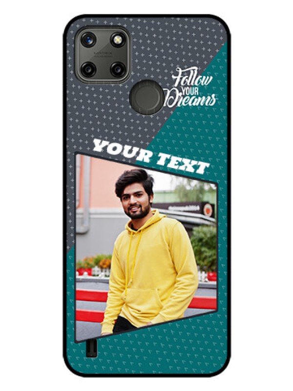 Custom Realme C21Y Personalized Glass Phone Case - Background Pattern Design with Quote