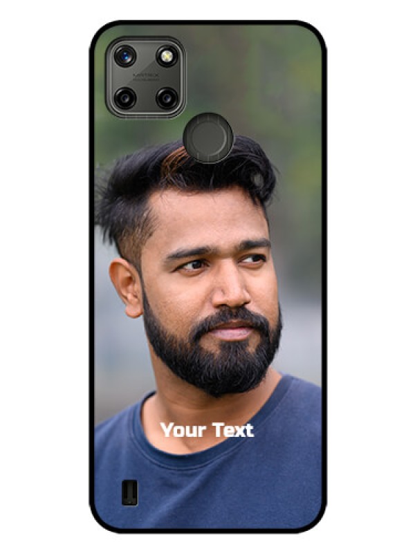 Custom Realme C21Y Glass Mobile Cover: Photo with Text