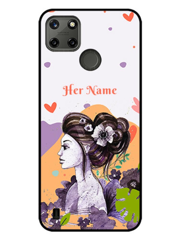 Custom Realme C21Y Personalized Glass Phone Case - Woman And Nature Design