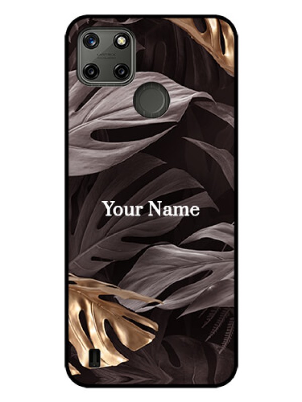 Custom Realme C21Y Personalised Glass Phone Case - Wild Leaves digital paint Design