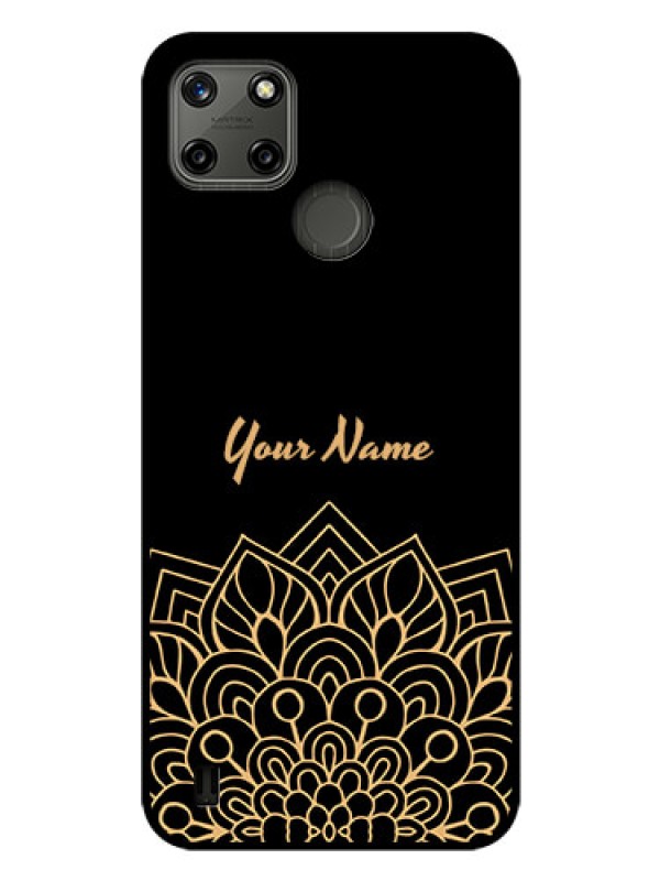 Custom Realme C21Y Custom Glass Phone Case - Golden mandala Design