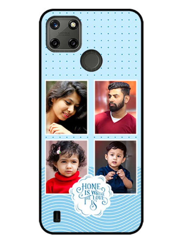 Custom Realme C21Y Custom Glass Phone Case - Cute love quote with 4 pic upload Design