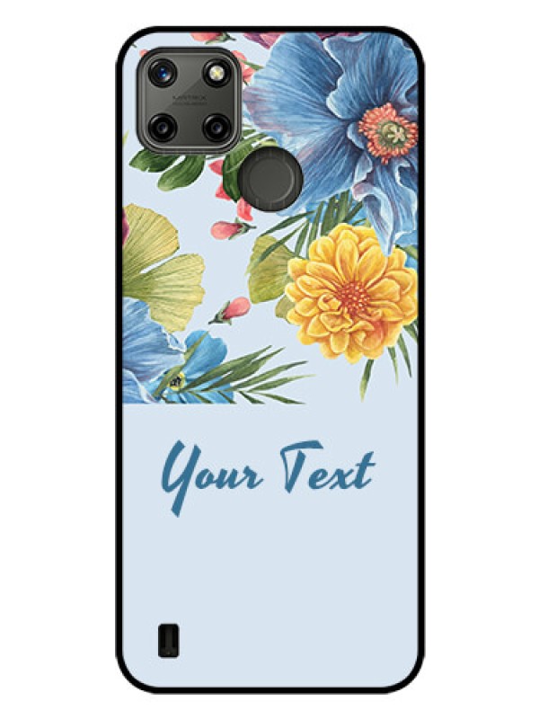 Custom Realme C21Y Custom Glass Mobile Case - Stunning Watercolored Flowers Painting Design
