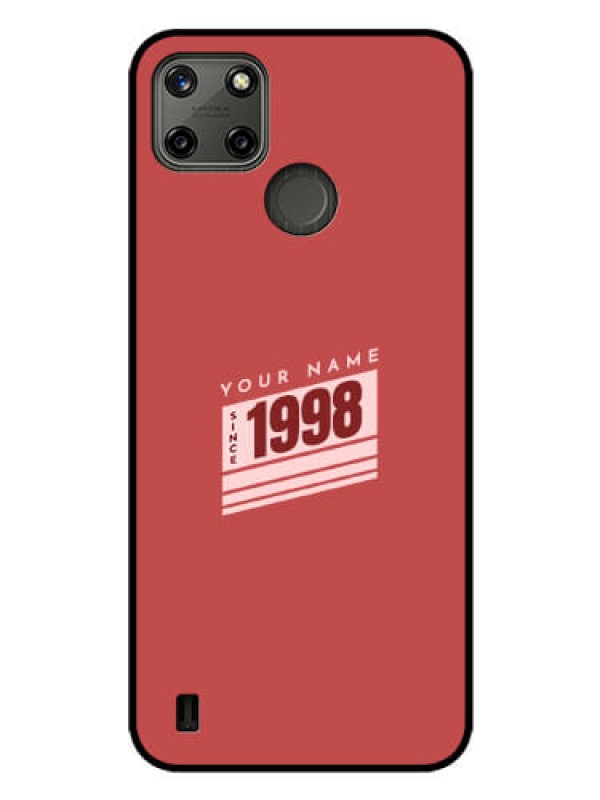 Custom Realme C21Y Custom Glass Phone Case - Red custom year of birth Design