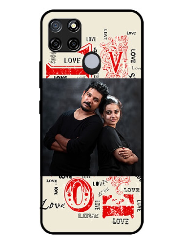 Custom Realme C25 Photo Printing on Glass Case  - Trendy Love Design Case
