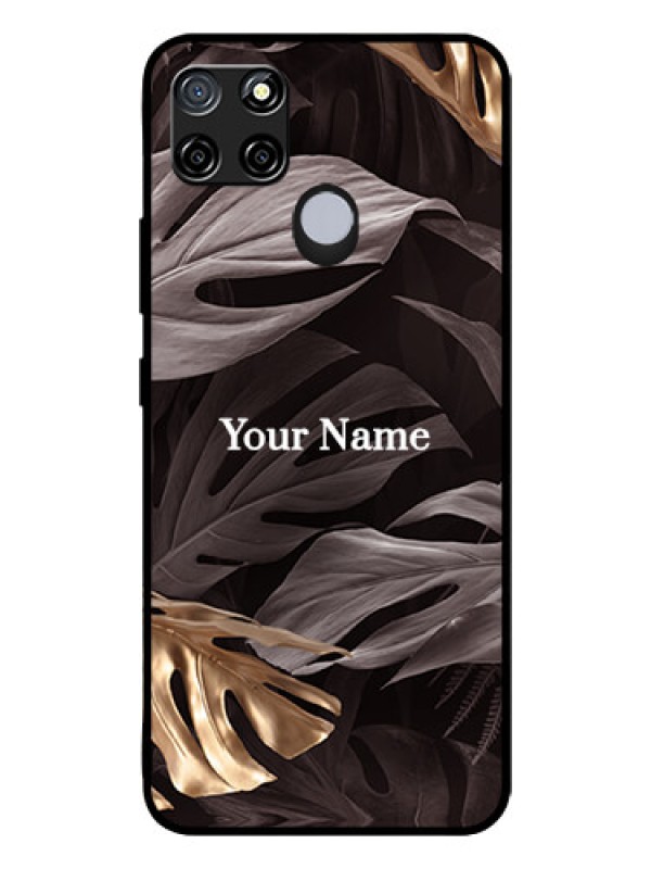 Custom Realme C25 Personalised Glass Phone Case - Wild Leaves digital paint Design