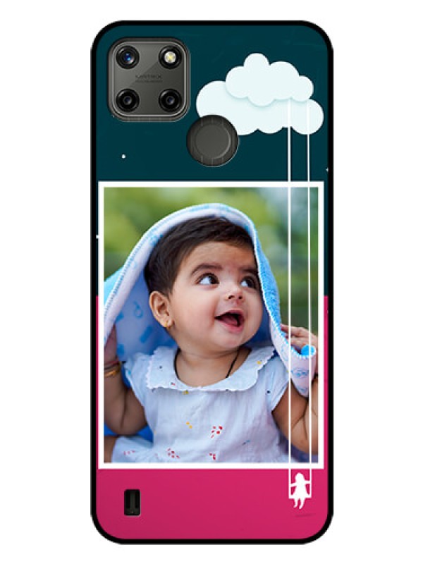 Custom Realme C25_Y Custom Glass Phone Case - Cute Girl with Cloud Design
