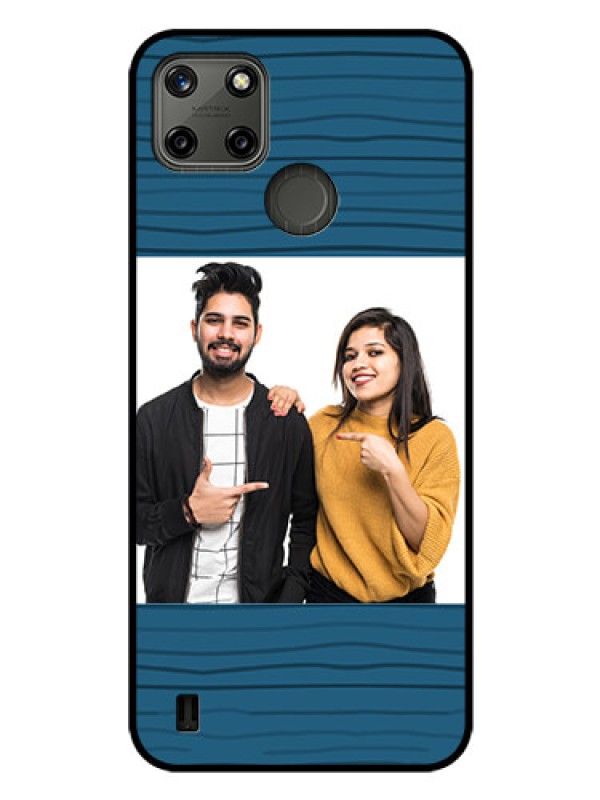 Custom Realme C25_Y Custom Glass Phone Case - Blue Pattern Cover Design