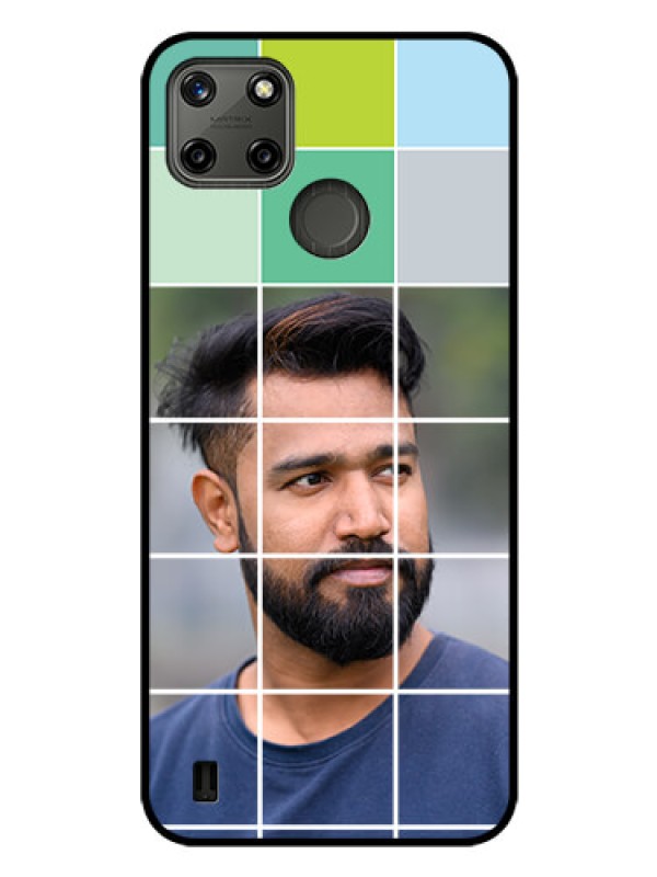 Custom Realme C25_Y Photo Printing on Glass Case - with white box pattern