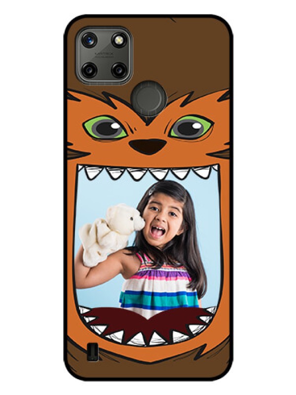 Custom Realme C25_Y Photo Printing on Glass Case - Owl Monster Back Case Design