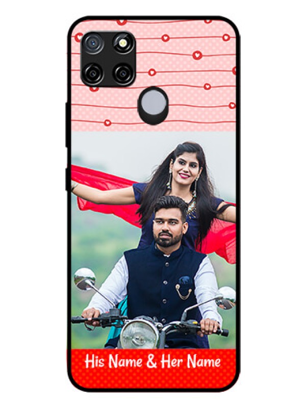 Custom Realme C25s Personalized Glass Phone Case - Red Pattern Case Design
