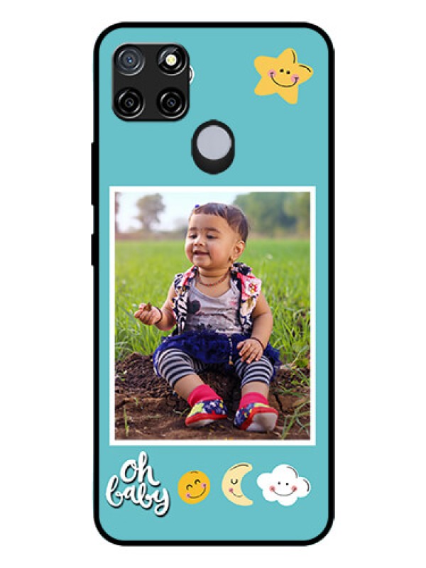 Custom Realme C25s Personalized Glass Phone Case - Smiley Kids Stars Design