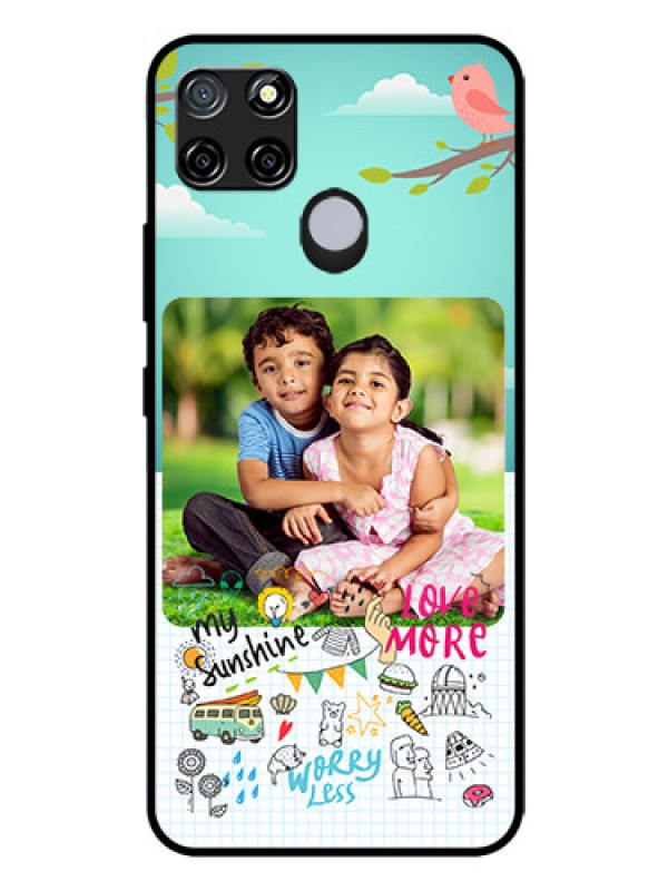 Custom Realme C25s Photo Printing on Glass Case - Doodle love Design