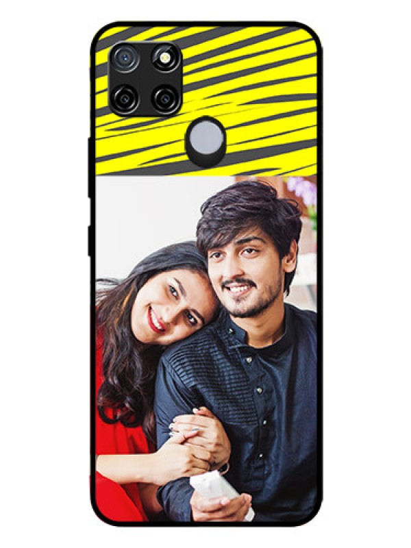 Custom Realme C25s Photo Printing on Glass Case - Yellow Abstract Design