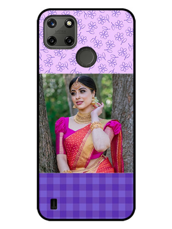 Custom Realme C25Y Custom Glass Phone Case - Purple Floral Design