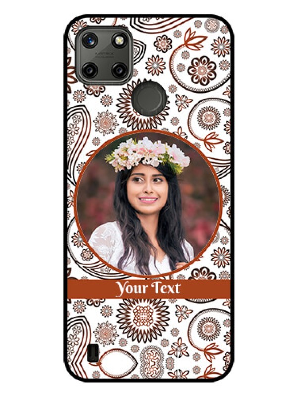 Custom Realme C25Y Custom Glass Mobile Case - Abstract Floral Design 
