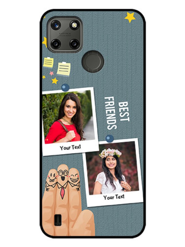 Custom Realme C25Y Personalized Glass Phone Case - Sticky Frames and Friendship Design