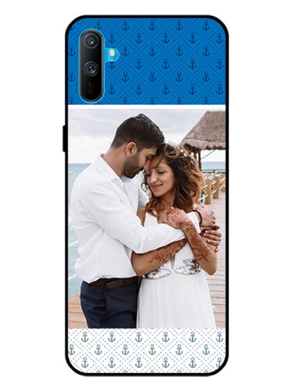 Custom Realme C3 Photo Printing on Glass Case  - Blue Anchors Design