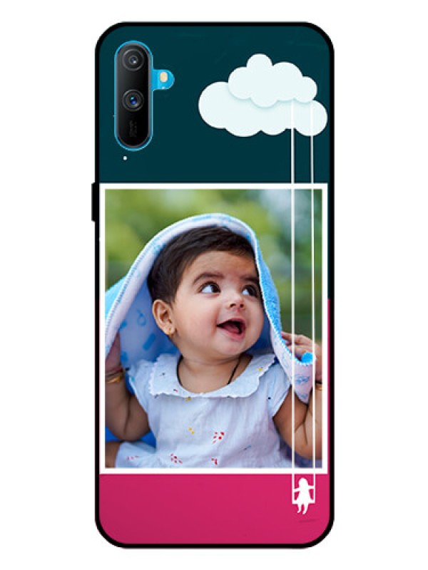 Custom Realme C3 Custom Glass Phone Case  - Cute Girl with Cloud Design