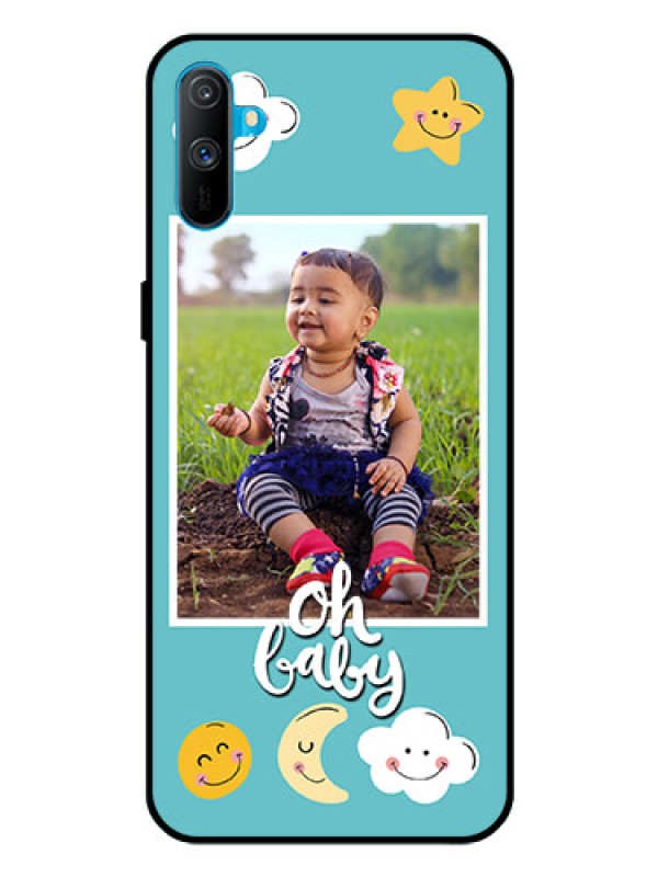 Custom Realme C3 Personalized Glass Phone Case  - Smiley Kids Stars Design