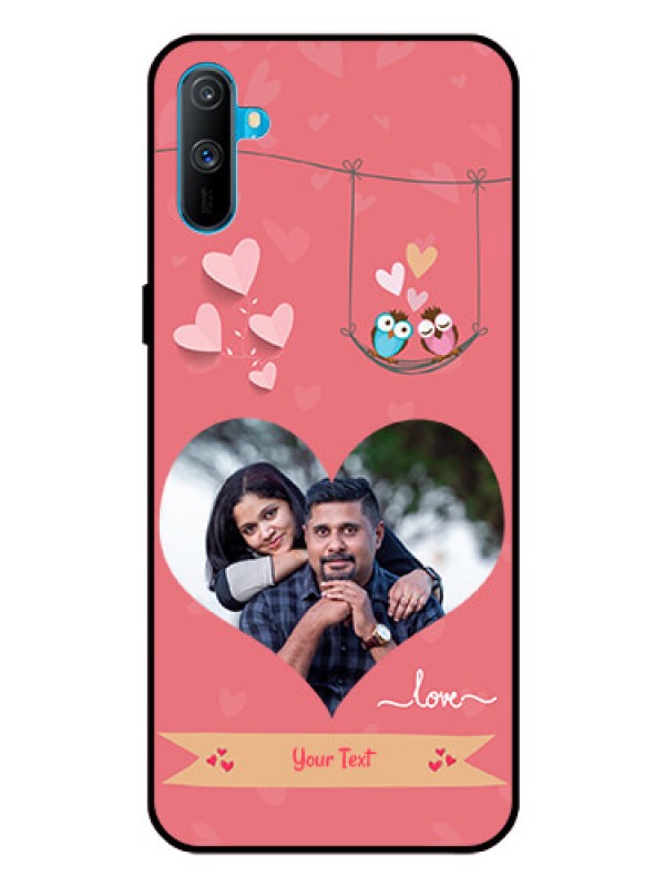 Custom Realme C3 Personalized Glass Phone Case  - Peach Color Love Design 