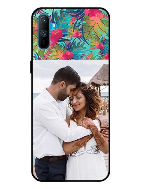 Custom Realme C3 Photo Printing on Glass Case  - Watercolor Floral Design